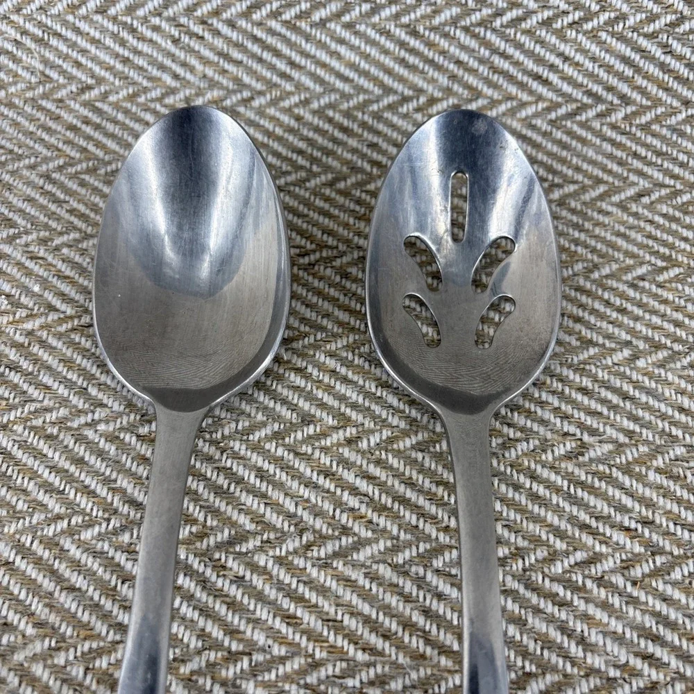 Reed & Barton Seychilles Seashell Slotted Serving Spoon & Solid Serving Spoon